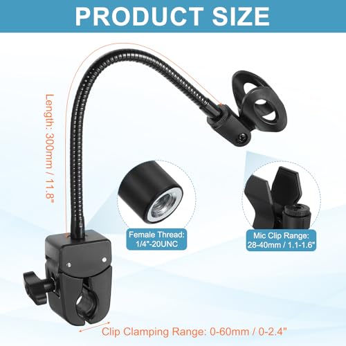 Support de microphone col de cygne orientable 12 pouces pour stabiliser votre micro sans vibration