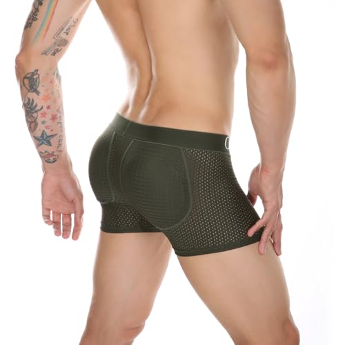 Men's Butt Padded Boxer Briefs, Breathable Mesh Underwear, Butt Enhancer Underpants with Hip Pad3