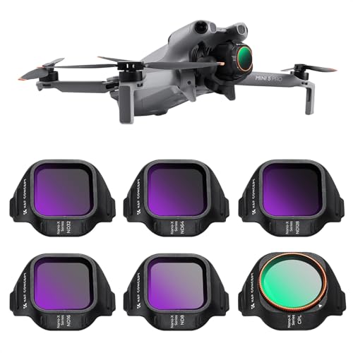 K&F CONCEPT Kit de Filtres ND et CPL pour DJI Mini 5 Pro, 6 Filtres de Densité Neutre et Polarisant (ND8/ND16/ND32/ND64/ND128/CPL) en Verre Optique HD Multi-traité, Accessoires pour Drone