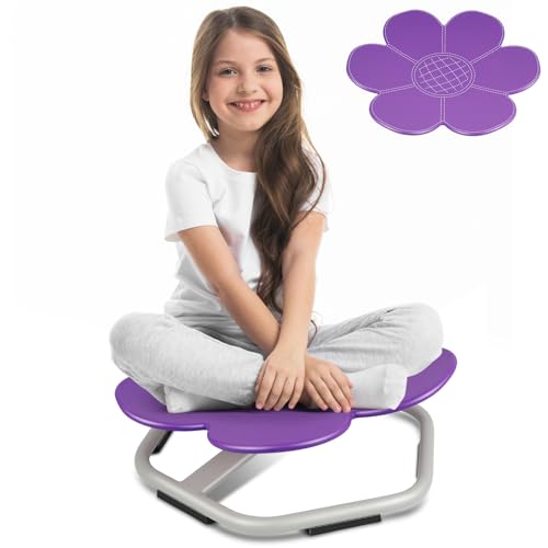 FAHKNS Sensory Spinning Chair for Autistic Kids, Body Coordination Training Chair, Purple Petal Non Slip Sensory Toys 360° Spinning for Autistic Kids Aged 3+, Improving Toddler's Physical Fitness