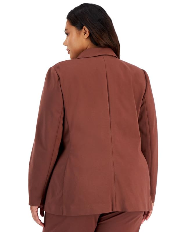 Bar III Women's Plus Notched-Collar One-Button Jacket (Gaucho Brown, 2X)2
