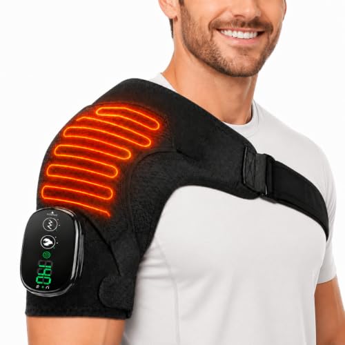 Image of Cordless Shoulder Heating Pad with Massage, Rechargeable Shoulder Massager with Heat, Heated Shoulder Wrap, 3 Heat Levels & 3 Vibration Modes, 5000mAh Battery, Left or Right Shoulder, Black