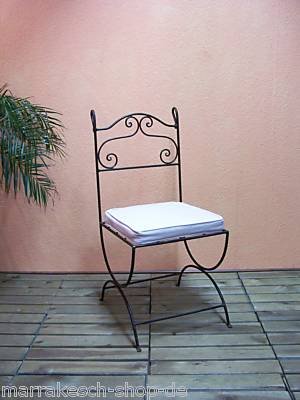 ORIGINAL Orientalischer Stuhl Gartenstuhl aus Metall Schwarz Malaga | Marokkanischer Balkonstuhl Inkl. Sitzkissen… – Bild 5