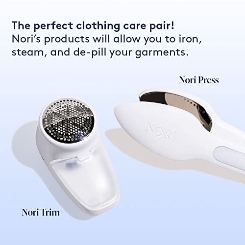 The Nori Clothing Care Bundle includes a Compact Iron & Steamer and a Rechargeable Fabric Shaver & Lint Remover. Perfect for pressing, steaming, and refreshing clothes with ease (White)