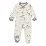 Burt's Bees Baby Baby Boys' Sleep and Play Pajamas, 100% Organic Cotton One-Piece Romper Jumpsuit Zip Front PJs, Splashing Ducks, 3 Months