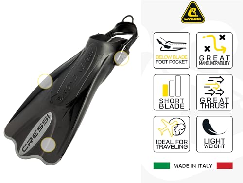 Cressi Corto Ajustable Aletas – Snorkeling versátil Abierto talón para Uso también Barefoot – Palau SAF Fabricado en Italia Calidad Desde 1946 - imagen 3