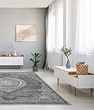 Gewicht: Flycarpets Luras Modern Grau Teppich Medaillon  150 x 80 cm 