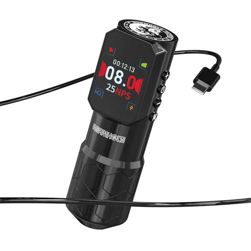 Wormhole Tattoo Gun Wireless Tattoo Machine 1500mAh Battery Aluminum Alloy Smart Tattoo Pen Dot Working Mode Multifunctional Machine for Professional Artist Black