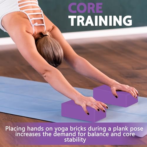 Image of 9 inchx6 inchx3 inch Yoga Blocks, Soft Non-Slip Surface Premium Foam Blocks, Supportive, Lightweight, Odor Resistant, Yoga Accessories for Pilates Meditation General Fitness Stretching Toning (Purple-2
