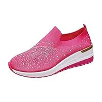 Baskets À Paillettes Tendance Pour Femmes, Chaussures Compensées Plateforme, En Scintillante, Respirantes Bottes Courtes Femmes Sans Talon (Hot Pink, 41) Basket De Marche Femme Sport Chaussure