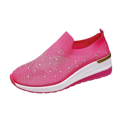Generisch Zapatos Mujer Slip On Zapatillas Fitness Zapatillas de Deporte Más Alto Fabricación Transpirable Sin Cordones Suela Gruesa Zapatos de Caminar Zapatillas Deportivas Manos Libre de Ocio