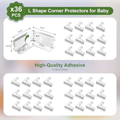 Image of 36 Pack Corner Protector Baby, Clear Baby Proof Corners and Edges Furniture Corner & Edge Safety Bumpers Table Corner Covers Protectors and Edge Guards for Baby Proofing, Sharp Edges