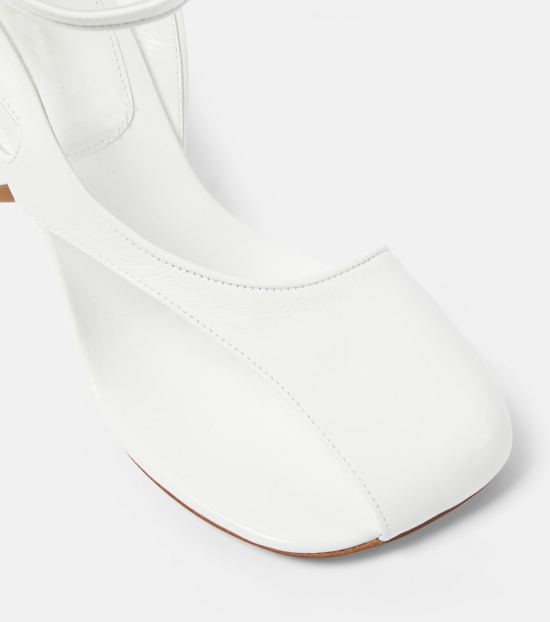 Vertundy Women's Flip Flop Heels High Heeled Sandals Leather Chunky Square Toe Adjustable Ankle Strap Buckle Dress Fashion Party Thong Heeled White Sandals - Image 3