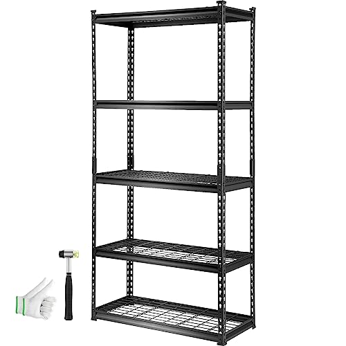 VEVOR Storage Shelving Unit, 5-Tier Adjustable Storage Shelves, 36' L x 16' W x 72' H Heavy Duty Garage Storage Shelves, Metal Shelves for Kitchen Pantry Basement Bathroom Laundry