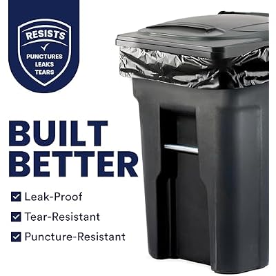 Plasticplace 95-96 Gallon Trash Bags 2.0 Mil Black Heavy Duty Garbage Can Liners 61 x 68 (50 Count)