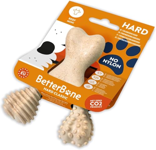 BetterBone - Hundespielzeug zum Kauen - Mini Hard Beef - Kauknochen Hund Nylon- & GMO-frei auf Zellulosebasis - Kauspielzeug extra hart mit Rindfleischgeschmack - Kauholz Splitterfrei & langlebig