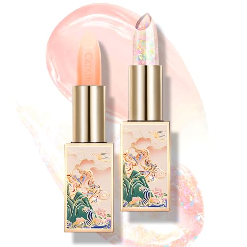 CATKIN Moonlight Lip Balm, Natural Color Change Tinted Lip Balm, Chapstick Lip Balms with Vitamin E for 8h Moisture for Dry Cracked Lips, 3.5g, 2pcs (01+04)