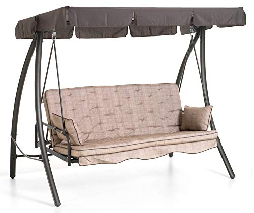 sal mar Balancín de 3 plazas con función de Cama Marrakech, Color Beige, 198 x 140 x 174 cm