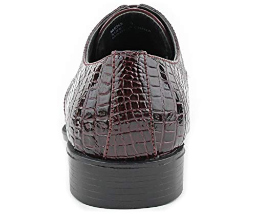 Image of Bolano Bandit Men's Alligator Print Cap-Toe Oxford Dress Shoes | Formal lace-up oxfords with alligator print, folded croc detailing and cap toe for tuxedo and dress wear
