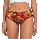 JYYAU Year Of The Snake 2025 Happy Chinese New Year Women'S Underwear Briefs Bikini Ladies Panties Polyester Underwear Underpants Black