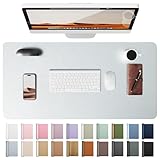 YSAGi Leather Desk Pad Protector, Office Desk Mat, Large Mouse Pad, Non-Slip PU Leather Desk Blotter, Laptop Desk Pad, Waterproof Desk Writing Pad for Office and Home (Silver, 31.5