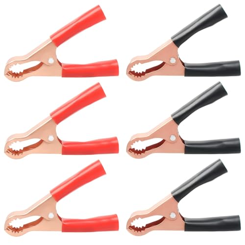 Image of 50A Insulated Alligator Clips 6Pcs Heavy Duty Black & Red Boot Metal Spring Loaded Truck Car Battery Electric Test Clips Lead Probe Alligator Clamps