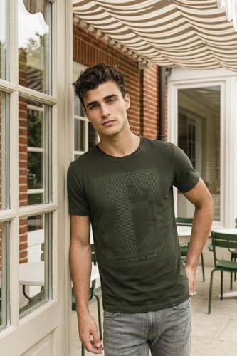 Image of Louis Philippe Men's Slim Fit Signature Graphic Print Premium Breathable Cotton, All Day Comfort Half Sleeve Crew Neck Tshirt