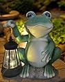 YODY Solar Garden Statues Outdoor Decor- Yard Decorations for Patio, Balcony, Backyard, Lawn Ornaments - Frog Figurines with LED Light- Unique Birthday House Warming Gifts for Women, Mom, Dad