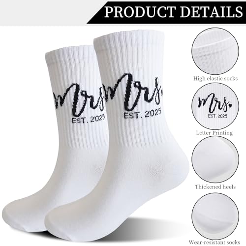 Bride Socks White Bachelorette Gifts for Bride To Be Gifts Wedding Day Mrs Sock Bridal Shower Party Favor3