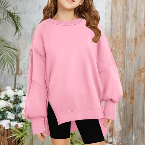 Girls Oversized Sweatshirt Long Sleeve Crewneck Kids Lightweight Cute Pullover Tops 5-14 Years3