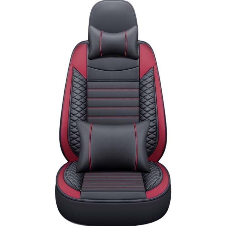 Couvre-coussin auto antidérapant et rembourré en cuir rouge