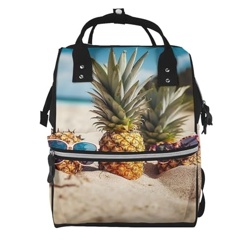 Sac à dos à langer grande capacité ergonomique pour maman avec poches multiples fruits d'été