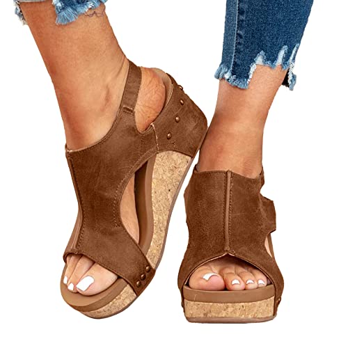 Generico Sandali Donna Estive Comodi Ortopedici con Punta Aperta Scarpe Lavabili Sandalo Sportivo Scarpe con Zeppa
