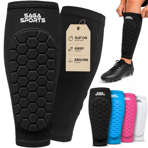 Saga Sports Kids Shin Guard Sleeves with Honeycomb Padded Shin Defender