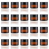 HIRAISM クリーム容器 遮光瓶 ガラス製 ジャー 詰め替え 保存用 中蓋付き ブラウン (30g, 20個)