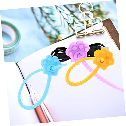 20 Piezas Cintas para Cables de Silicona con Forma de Huella de Gato Reutilizables para Gestión de Cables, Duraderas y Ligeras, Multicolor para Organización miniatura 6