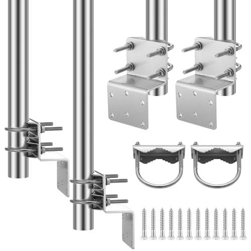 Yaocom 2 Set Technical Pole Mount Accessory for Outdoor Antennas Weather Station with Double U Bolts Mounting Screws, Antenna Pole Mount Od 1 1/4", 15 3/4" Length