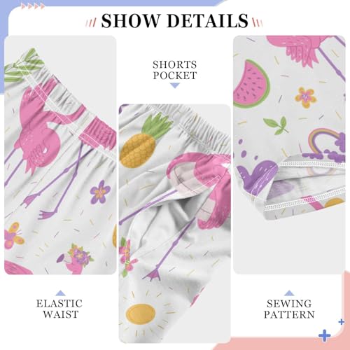 Flamingo with Ice Cream Boys Long Pants Soft Trousers Elastic Waist Kids Lounge Bottoms with Pockets S-XL4