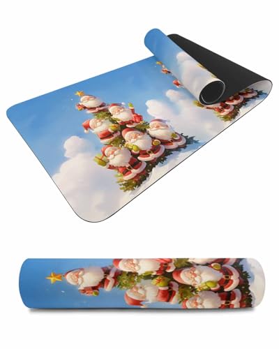 Debedcor Heat Proof Table Pads Waterproof Decorative, Christmas Santa Tree Non-Slip Table Countertop Protector, Winter Xmas Trees Snowflake Insulation Mat for Dining Room, 48 x 12 Inches