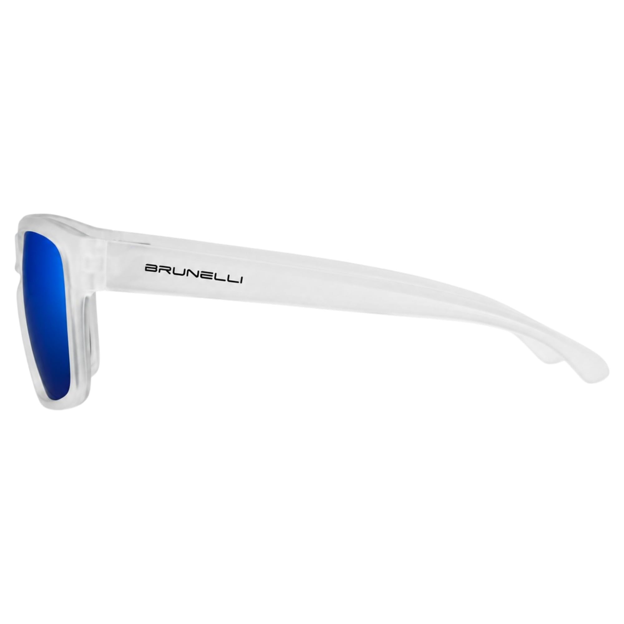 Brunelli FS1016-C3 - Gafas de sol polarizadas para hombre y mujer (UV400, ligeras, 17 g, espejo azul, blanco mate, incluye funda blanda y gamuza limpiadora)