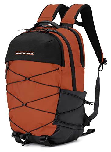 Harley-Davidson Lightweight Water-Resistant Racing Bungee Backpack - Rust Orange