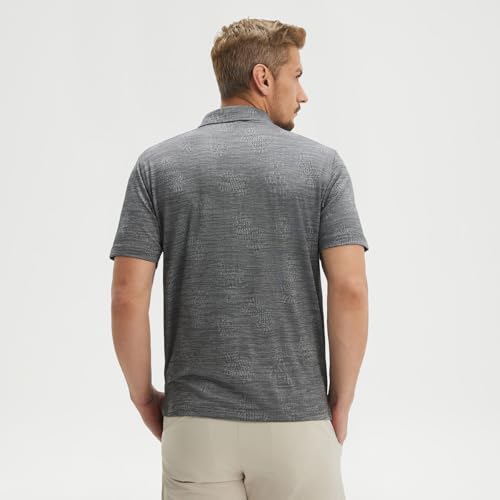 M MAELREG Camisetas Polo de golf de manga corta para hombre, transpirables, ligeras, jacquard con 3 botones miniatura 4