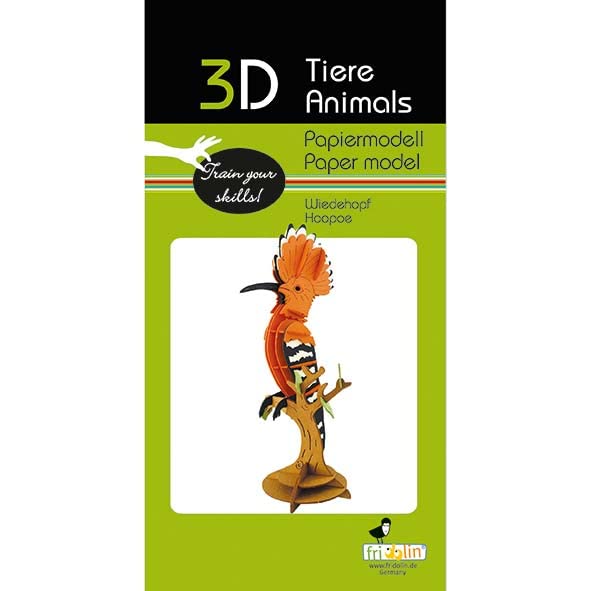 Fridolin 3D Paper Model Hoopoe, orange - Image 2