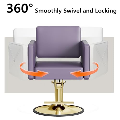 Image of LOUVIXA Barber Chairs for Hair Stylist, Height Adjustable Hydraulic Salon Chair, 360 Degrees Rotation, Multi-Function Shampoo Chair for Salon Home Barbershop (Purple)