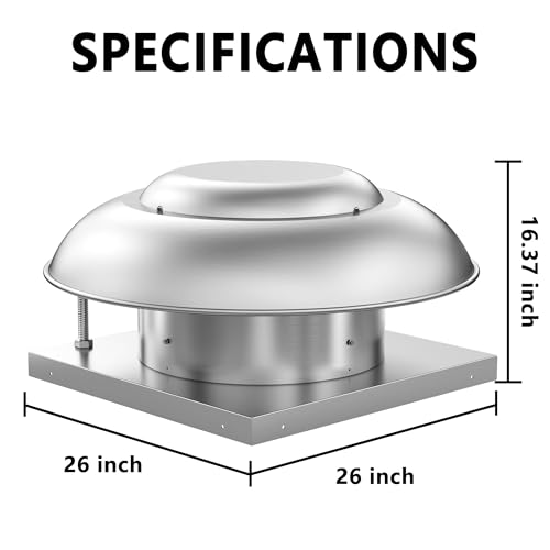Image of Roof Mount Direct Drive Makeup Air Unit - 26 inch Downblast Supply Fan, 1 /3 HP 115V, 2400 CFM