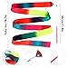 YGEOMER 2Pcs Dance Ribbons for Kids, Neon Rainbow Gradient Gymnastics Ribbon Wands, Ballet Party Favors for Girls, Birthday Performance Props