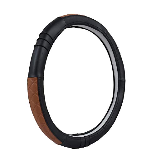 AllExtreme EXBTFS1 PU Leather Designer Universal Anti-Slip Car Auto Steering Wheel Cover Finger Design (36cm, Black)