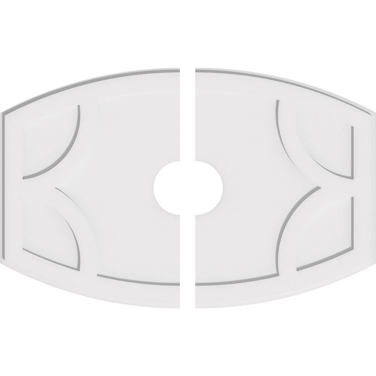 Ekena Millwork CMP40X26KY2-06000 Kailey Architectural Grade PVC Contemporary, Two Piece Urethane Ceiling Medallions 40"W x 26 5/8"H x 6"ID x 21 1/2"C x 1"P
