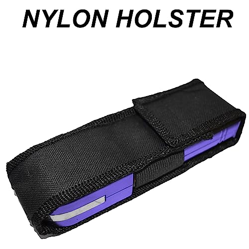 Fightsense Self-Defense Kit W/Pepper Spray & Heavy Duty Stun Gun For Men & Women,1.60 Μc Intolerable Charge,Led Flashlight,Safety Switch,Keychain Leather Pouch & Nylon Belt Holster (Purple Combo) #TOP3