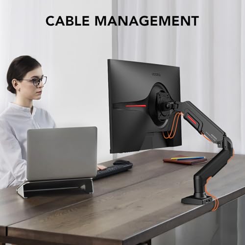 KOORUI Single Monitor Arm Desk Mount for 17-32 inch Screen, Vertical, Swivel, Adjustable Gas Spring Monitor Stand with C-clamp/Grommet Mounting Base, VESA 75/100mm,Increased Load Capacity from 2-9kg. - Image 3